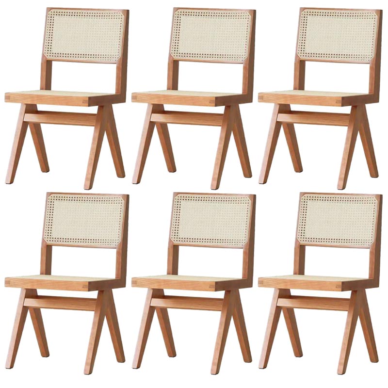 Contemporary Rattan Chair Open Back Dining Side Furniture in Matte Finish for Indoor