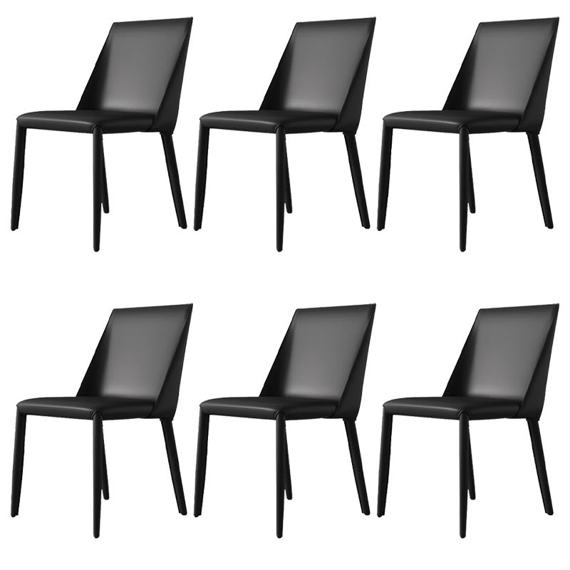 Contemporary Upholstered Side Chair Leather Armless Dining Chair with Leather Legs