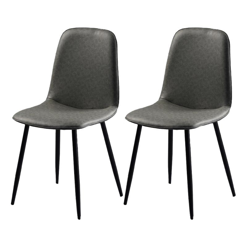 Industrial Leather Armless Dining Chair Wingback Side Chair for Kitchen