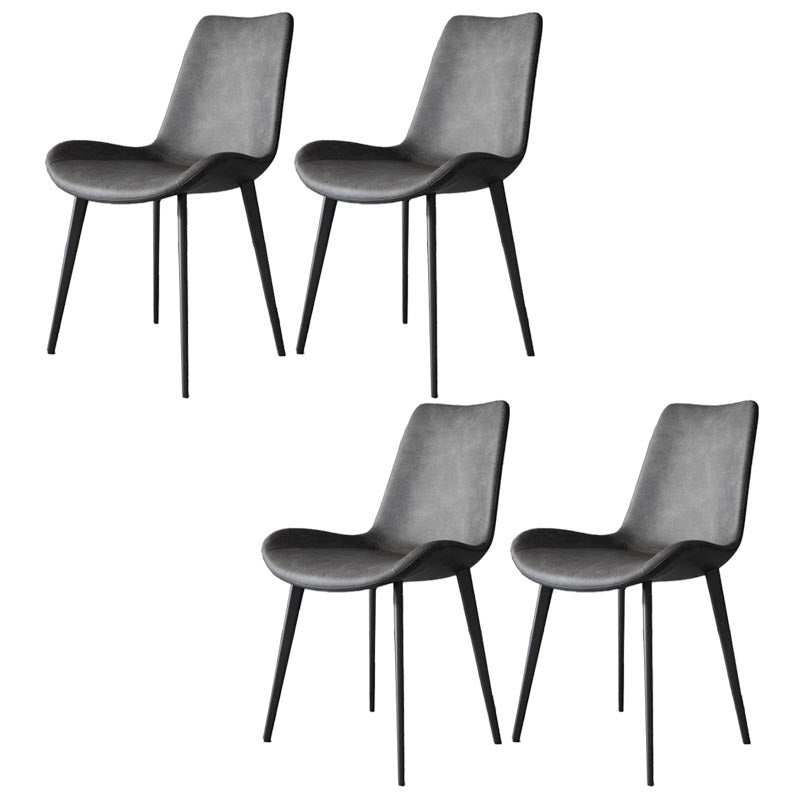 Industrial Leather Armless Dining Chair Wingback Side Chair for Kitchen