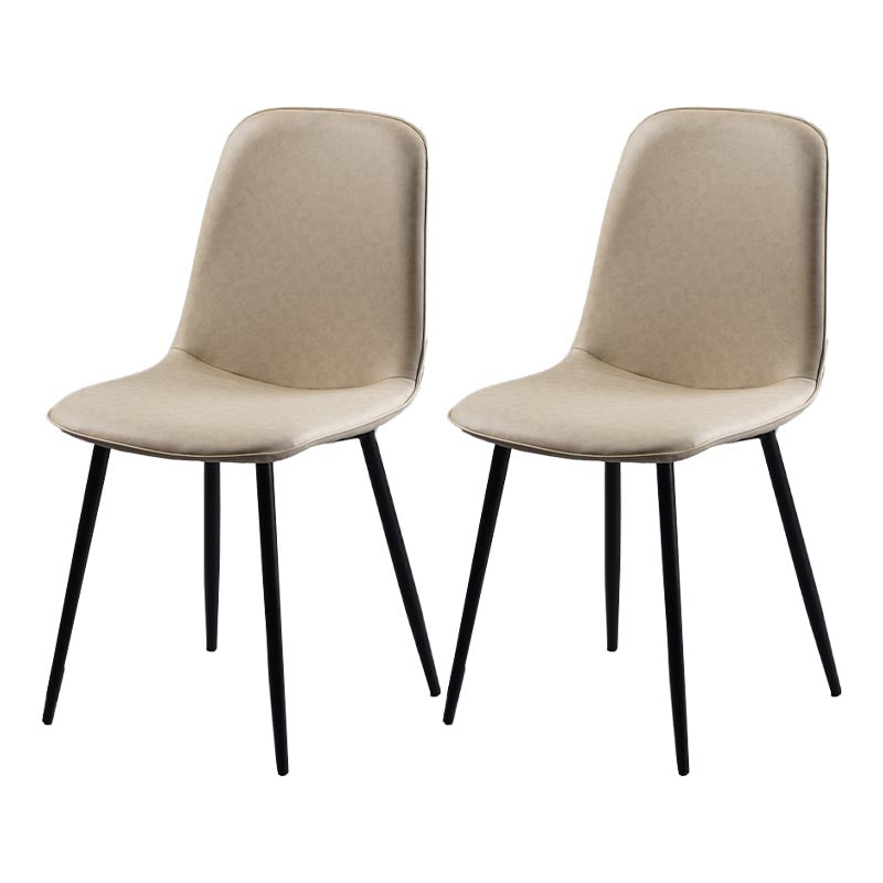 Industrial Leather Armless Dining Chair Wingback Side Chair for Kitchen