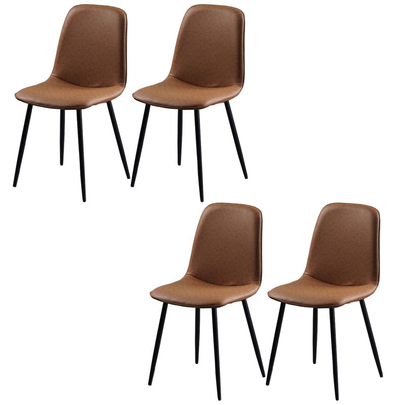 Industrial Leather Armless Dining Chair Wingback Side Chair for Kitchen