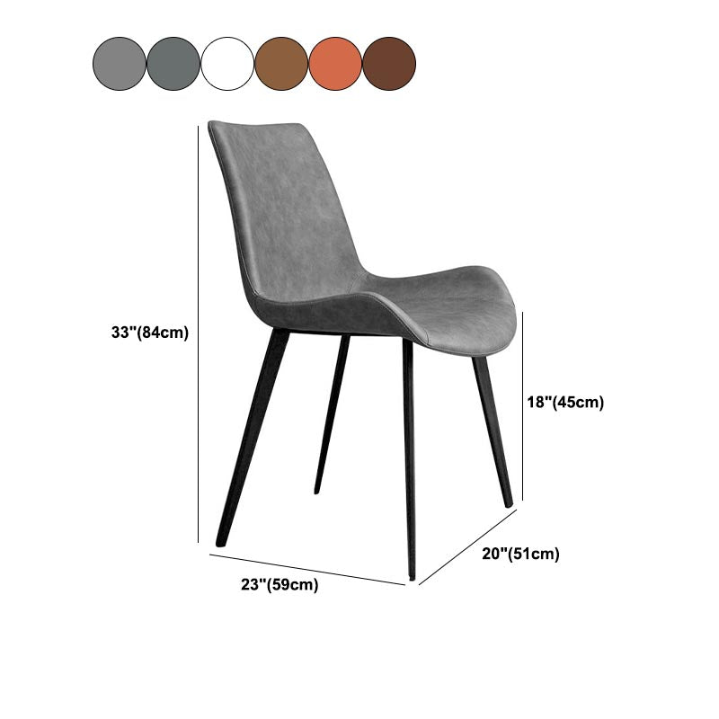 Industrial Leather Armless Dining Chair Wingback Side Chair for Kitchen