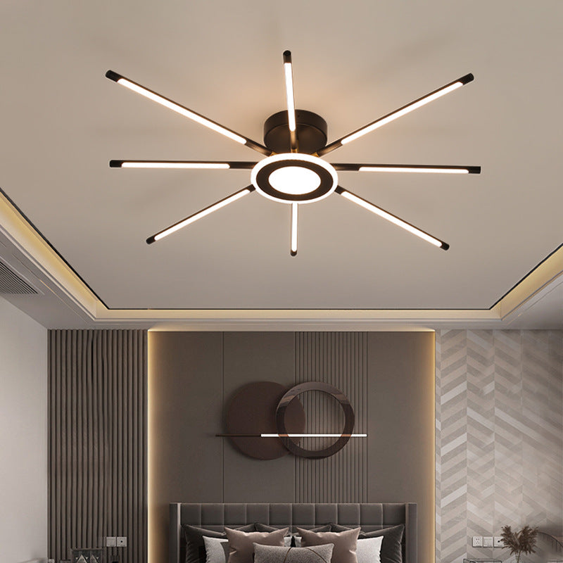 Modern Creative LED Semi Flush Mount Acrylic Linear Ceiling Light in Black and Gold