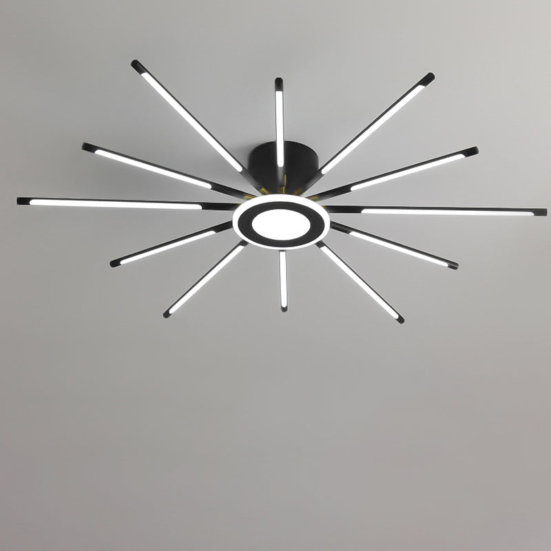 Modern Creative LED Semi Flush Mount Acrylic Linear Ceiling Light in Black and Gold
