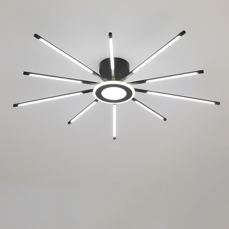 Modern Creative LED Semi Flush Mount Acrylic Linear Ceiling Light in Black and Gold