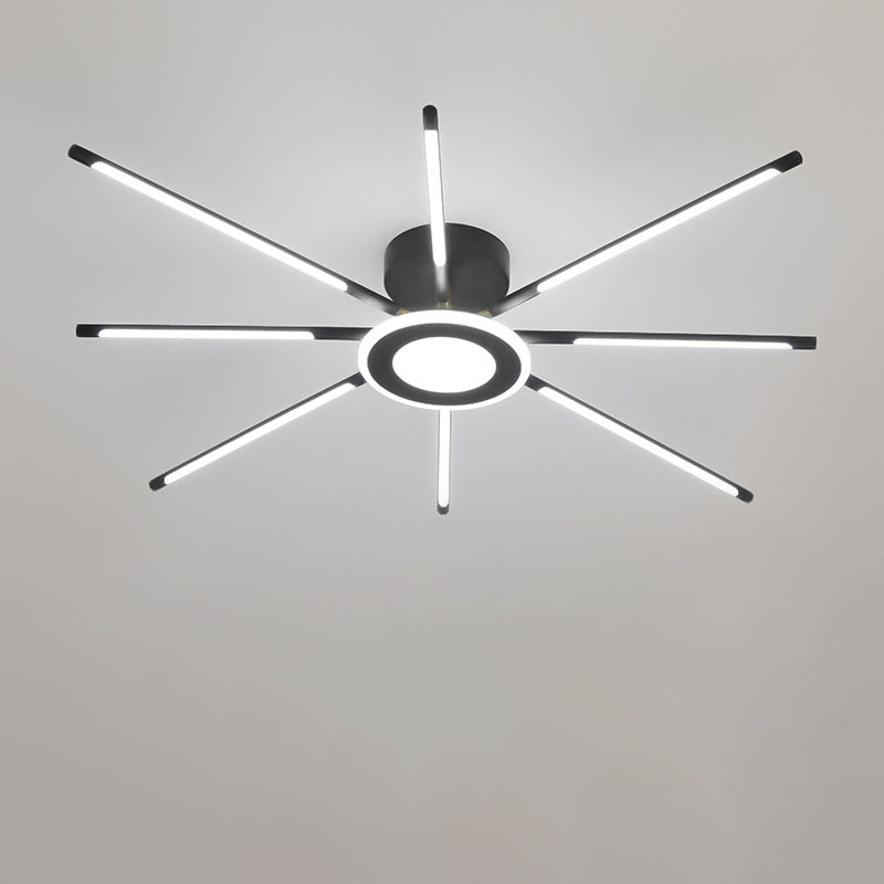 Modern Creative LED Semi Flush Mount Acrylic Linear Ceiling Light in Black and Gold