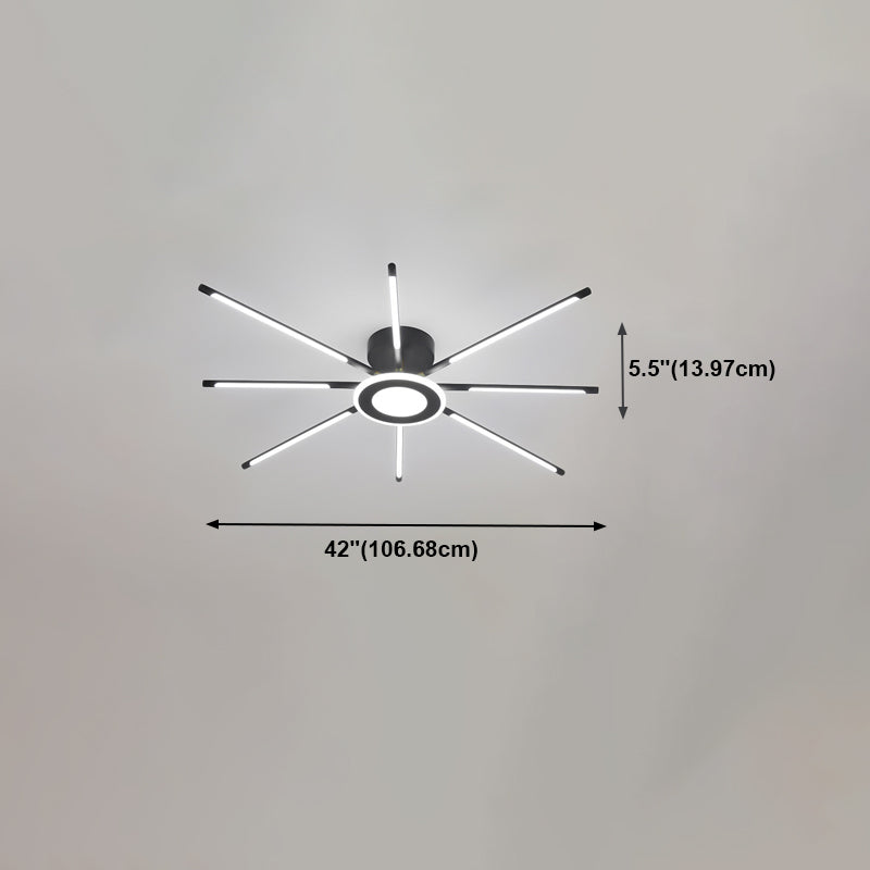 Modern Creative LED Semi Flush Mount Acrylic Linear Ceiling Light in Black and Gold