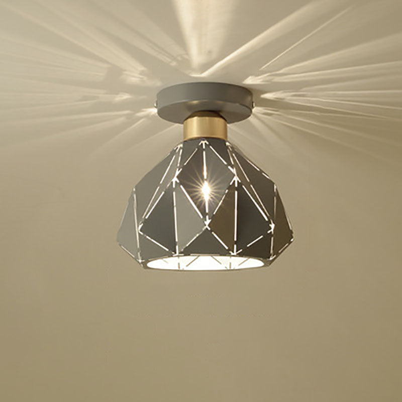 Modern Creative Iron Flush Mount Geometric 1-Light Ceiling Light for Bedroom