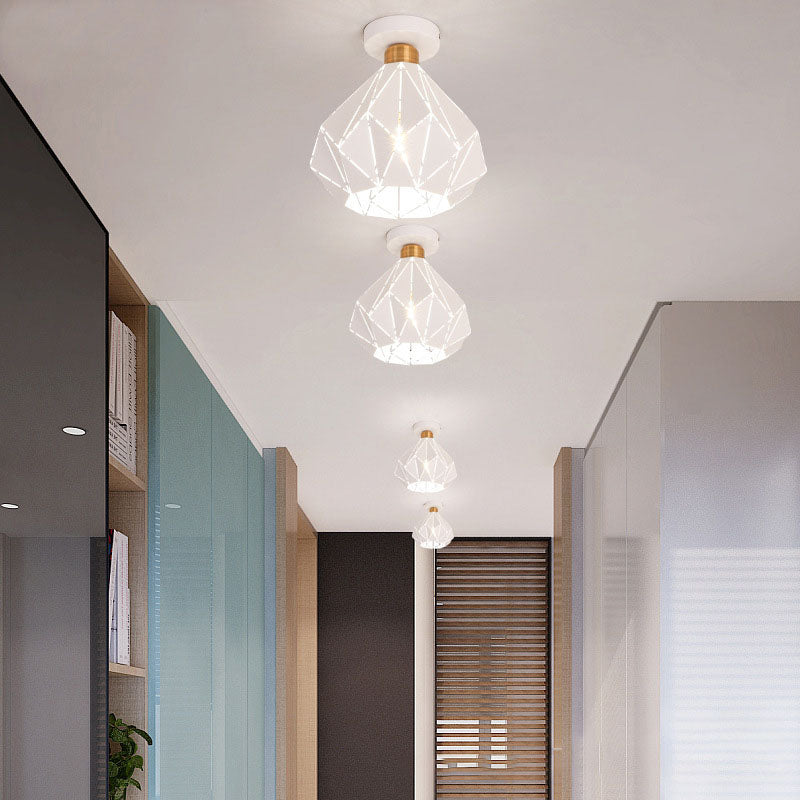 Modern Creative Iron Flush Mount Geometric 1-Light Ceiling Light for Bedroom