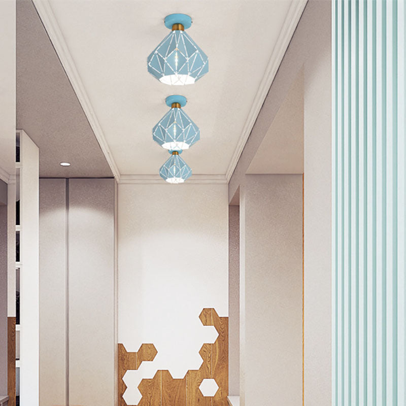 Modern Creative Iron Flush Mount Geometric 1-Light Ceiling Light for Bedroom