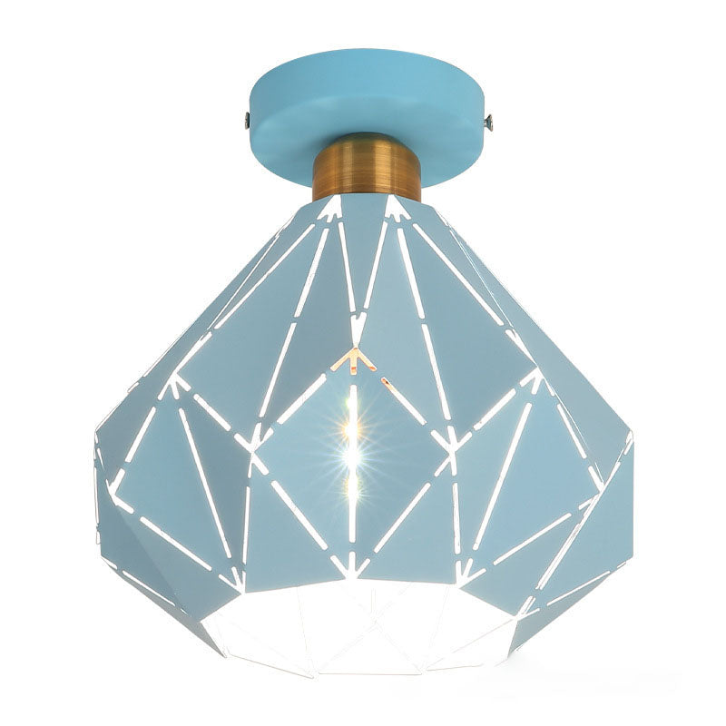 Modern Creative Iron Flush Mount Geometric 1-Light Ceiling Light for Bedroom