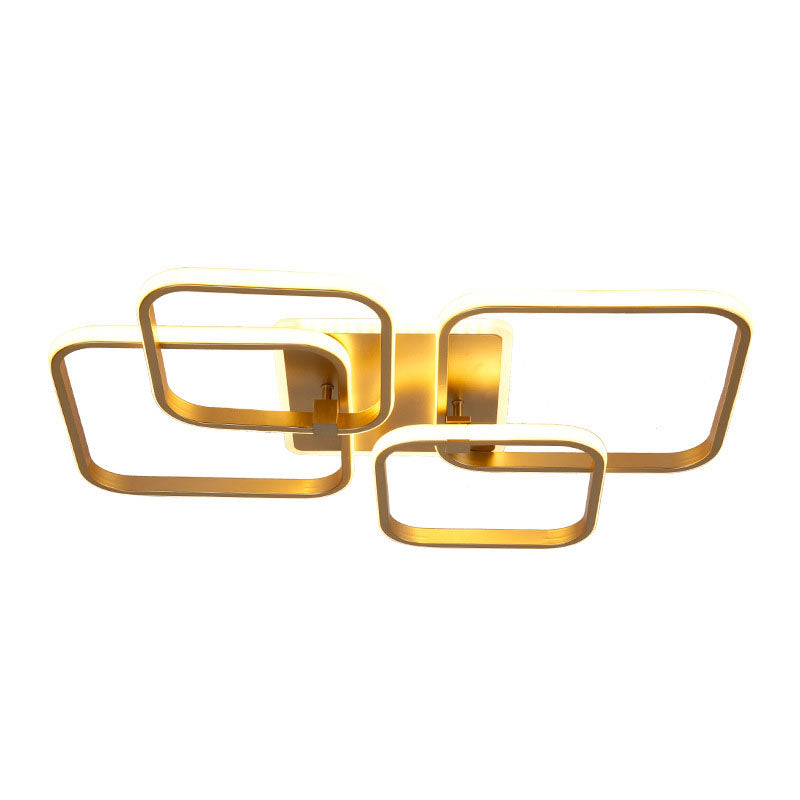 Modern Minimalist LED Semi Flush Mount Square Acrylic Ceiling Light in Gold