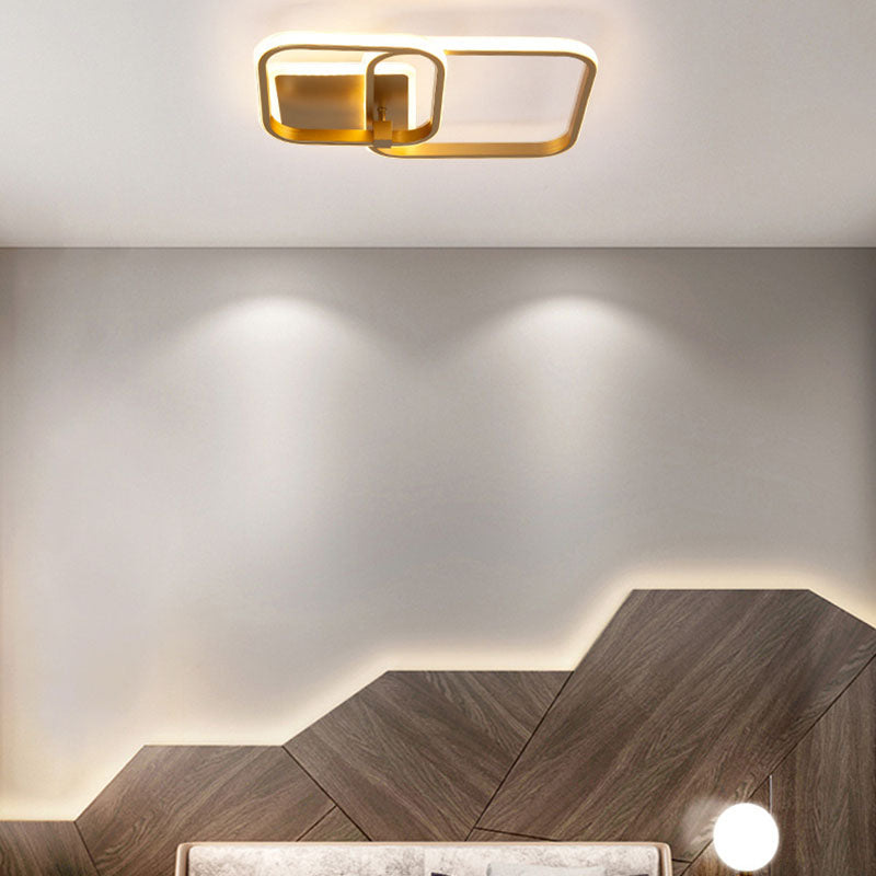 Modern Minimalist LED Semi Flush Mount Square Acrylic Ceiling Light in Gold