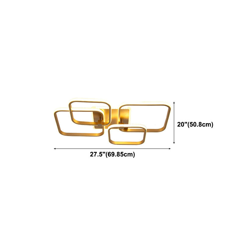 Modern Minimalist LED Semi Flush Mount Square Acrylic Ceiling Light in Gold