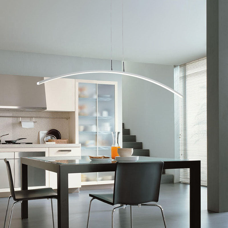 Simple Curved Island Light Fixture Metal Dining Room LED Island Pendant Light