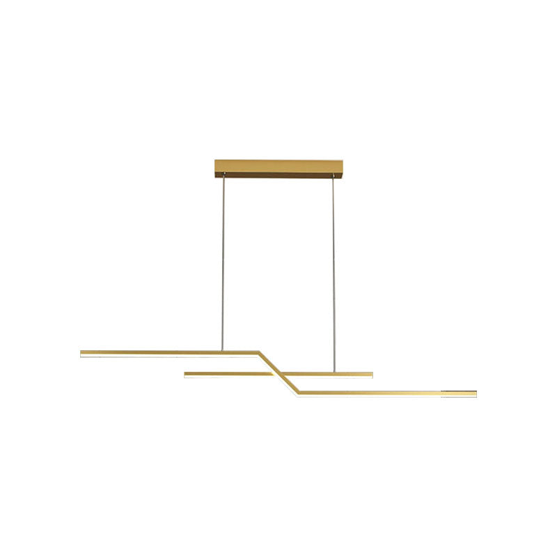2-Light LED Island Light in Modern Simplicity Metal Linear Pendant Light for Dining Room