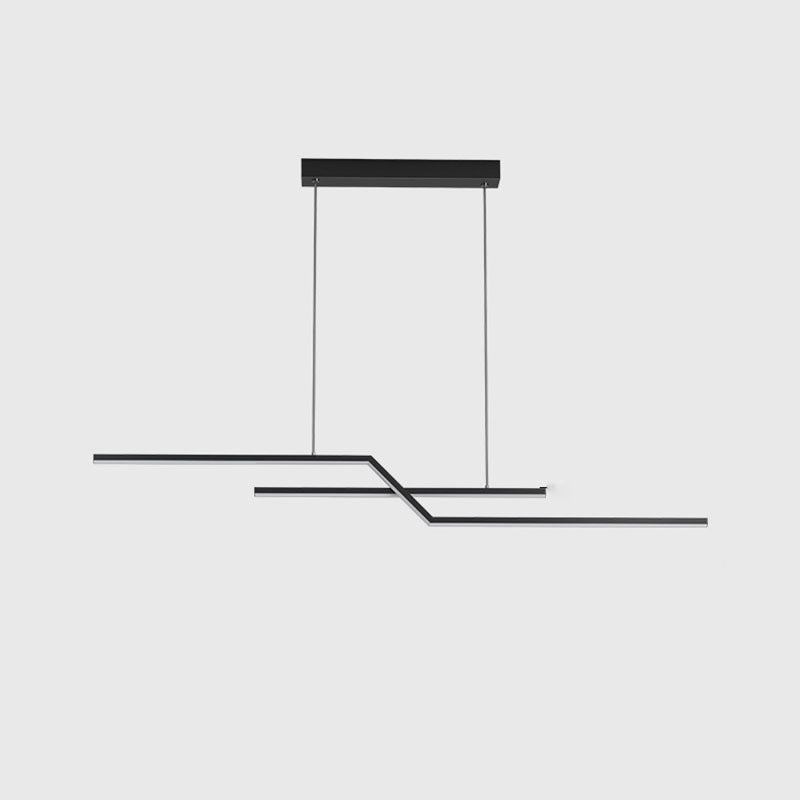 2-Light LED Island Light in Modern Simplicity Metal Linear Pendant Light for Dining Room