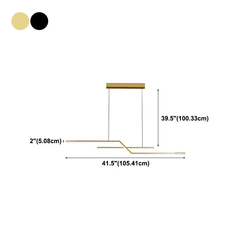 2-Light LED Island Light in Modern Simplicity Metal Linear Pendant Light for Dining Room