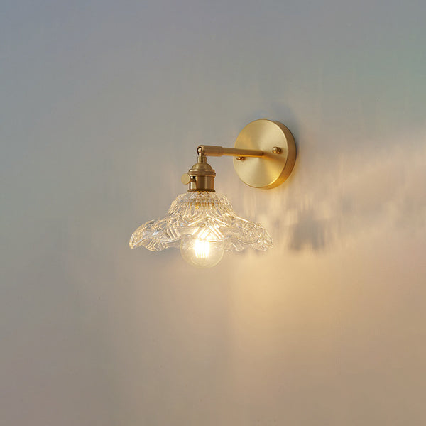 Modern Creative 1-Light Wall Light Geometric Glass Wall Lamp in Gold