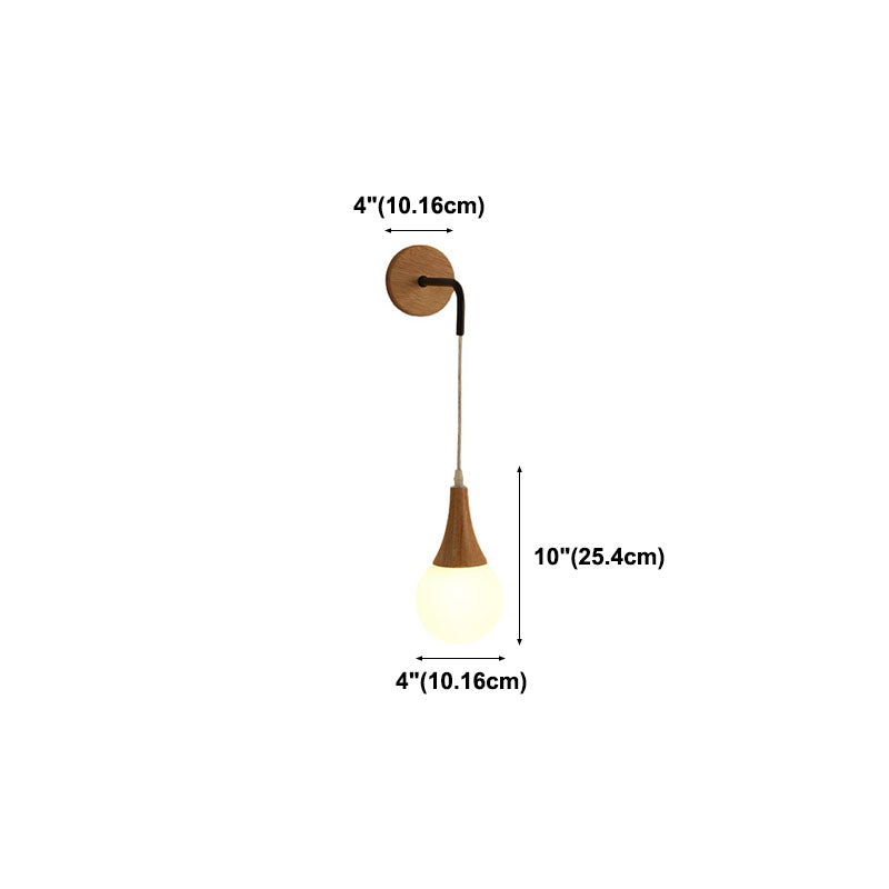 Modern Creative 1-Light Wall Lamp Wooden Geometric Wall Light for Bedroom
