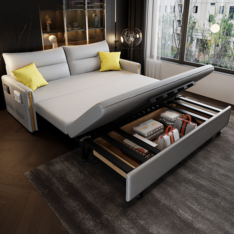 Stain Resistant Faux Leather Contemporary Bed Sofa Couch in Grey