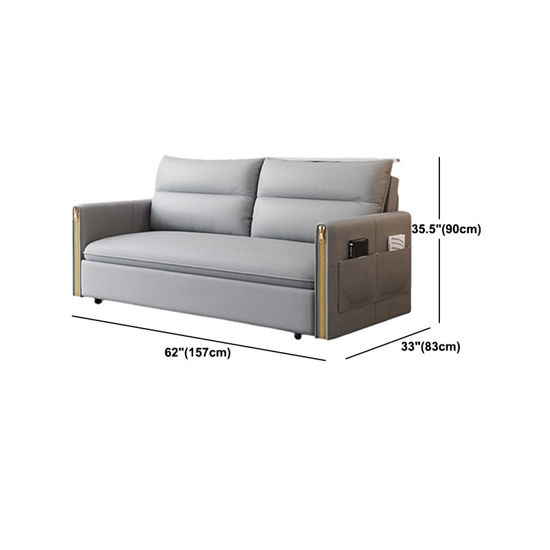 Stain Resistant Faux Leather Contemporary Bed Sofa Couch in Grey