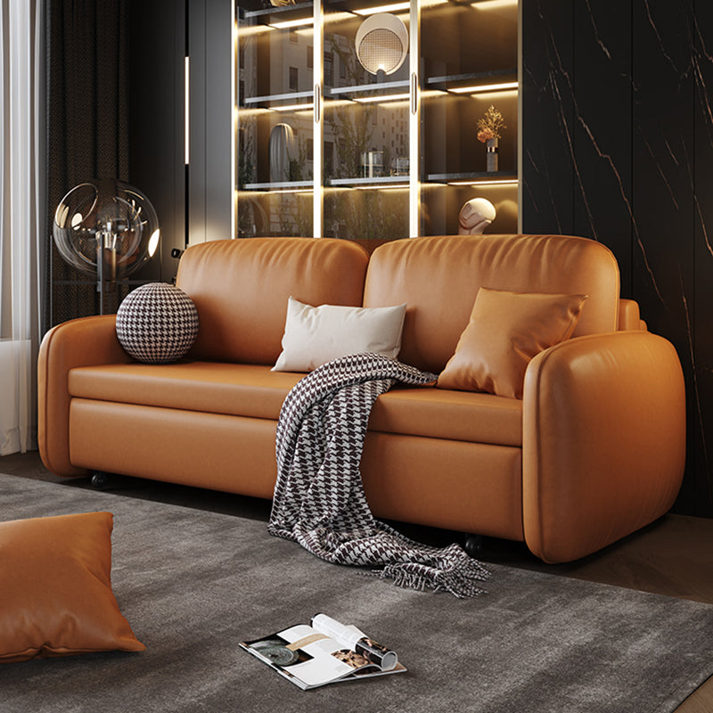 Stain Resistant Faux Leather Contemporary Square Arm Bed Sofa Couch