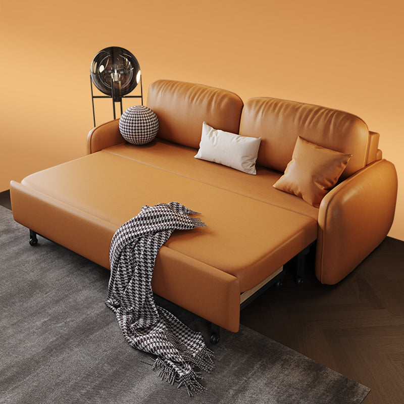 Stain Resistant Faux Leather Contemporary Square Arm Bed Sofa Couch