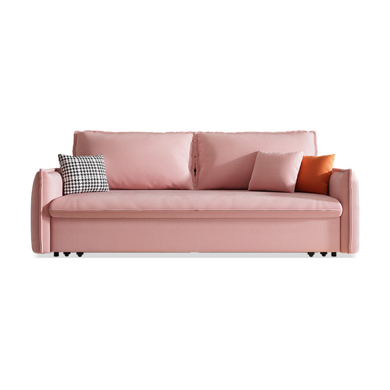 Faux Leather Stain Resistant Contemporary Couch Bed with 2 Pillows