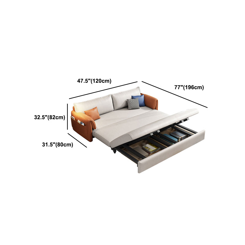Pillow Top Arm Contemporary Convertible Couch Bed with 2 Pillows