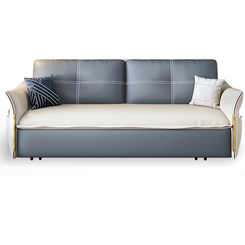 Faux Leather Stain Resistant Contemporary Flared Arm Couch Bed