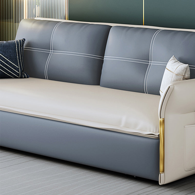 Faux Leather Stain Resistant Contemporary Flared Arm Couch Bed