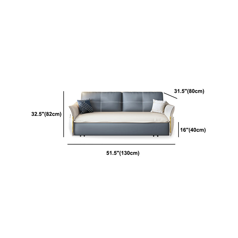 Faux Leather Stain Resistant Contemporary Flared Arm Couch Bed