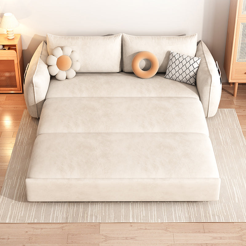 Convertible Faux Leather Contemporary Square Arm Bed Settee in Grey