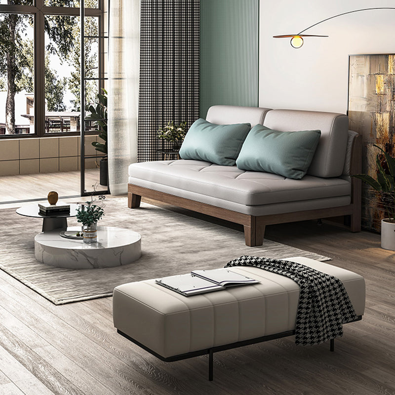 Contemporary Convertible Armless Faux Leather Stain Resistant Bed Settee