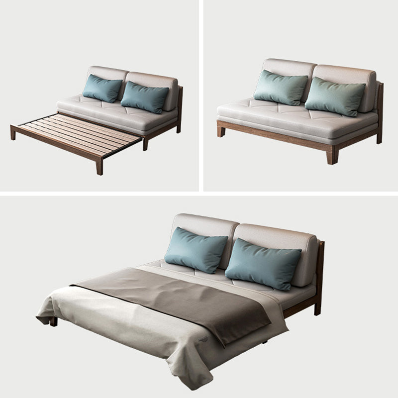 Contemporary Convertible Armless Faux Leather Stain Resistant Bed Settee