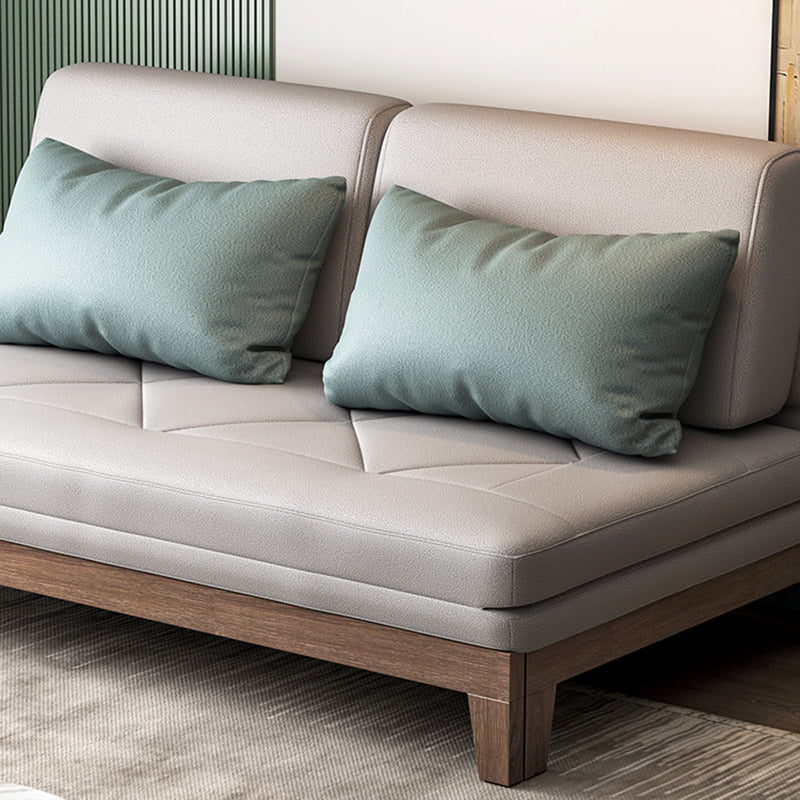 Contemporary Convertible Armless Faux Leather Stain Resistant Bed Settee