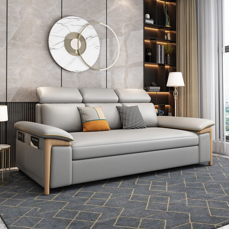 Faux Leather Stain Resistant Contemporary Bed Settee in Gray