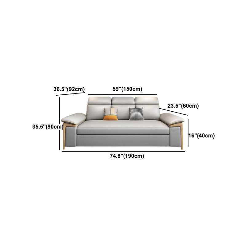 Faux Leather Stain Resistant Contemporary Bed Settee in Gray