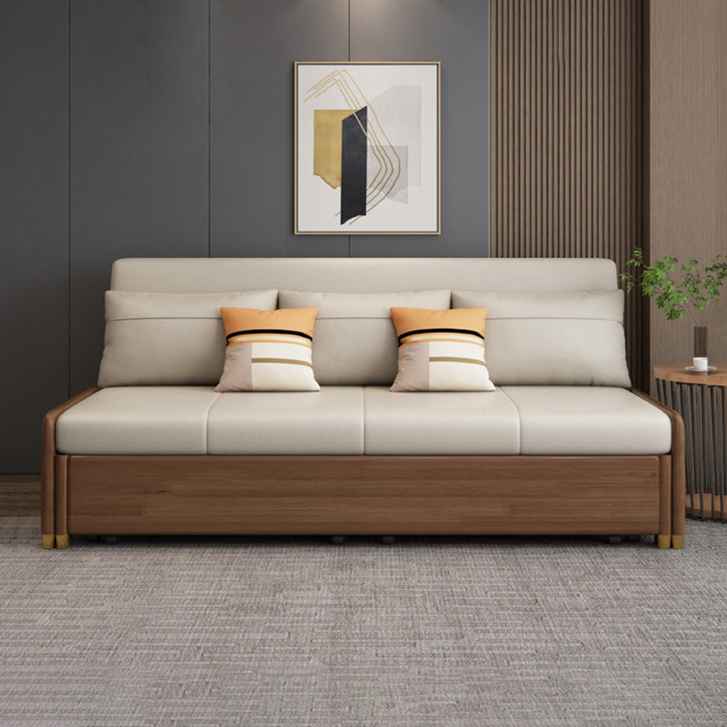 Armless Contemporary Faux Leather Convertible Bed Settee with 2 Pillows