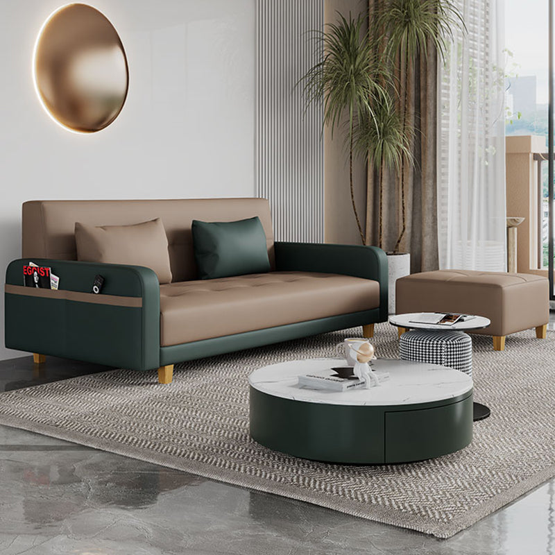 30.7" H Faux Leather Square Arm Tufted Sofa Bed For Living Room