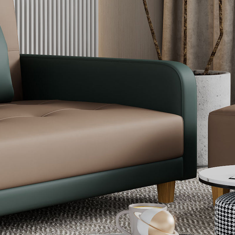 30.7" H Faux Leather Square Arm Tufted Sofa Bed For Living Room