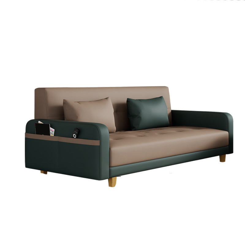 30.7" H Faux Leather Square Arm Tufted Sofa Bed For Living Room