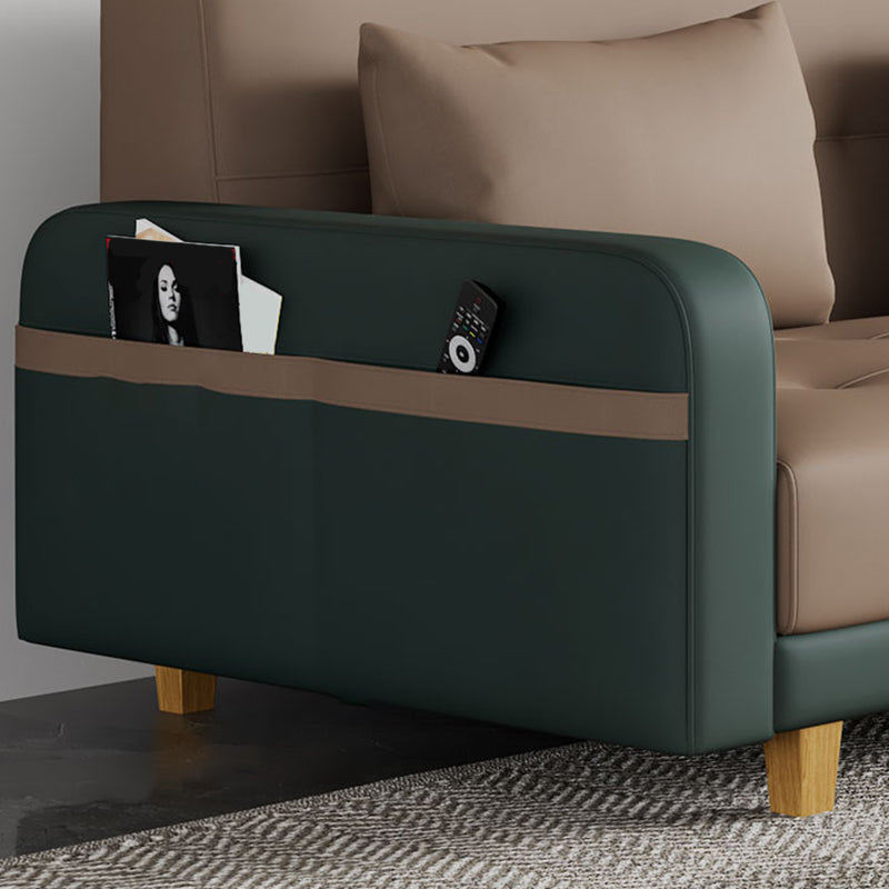 30.7" H Faux Leather Square Arm Tufted Sofa Bed For Living Room