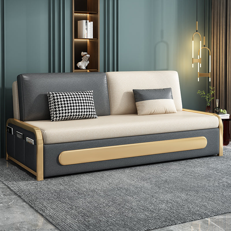 Modern 33.4" H Faux Leather Armless Sofa Bed For Living Room
