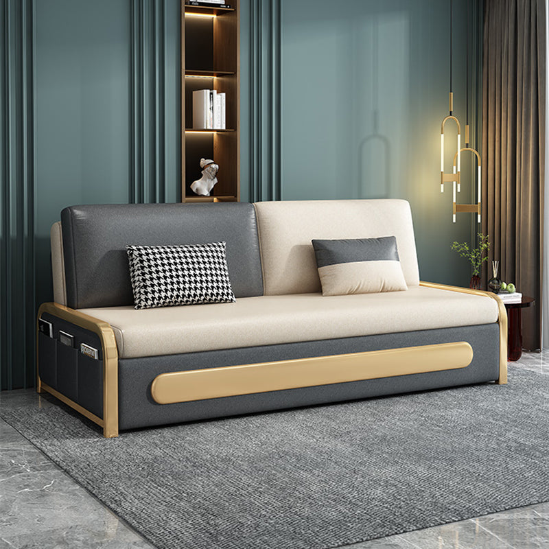 Modern 33.4" H Faux Leather Armless Sofa Bed For Living Room
