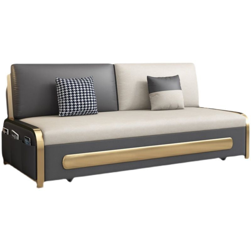 Modern 33.4" H Faux Leather Armless Sofa Bed For Living Room