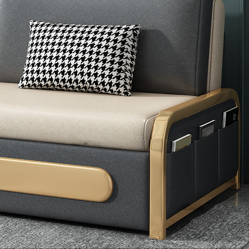 Modern 33.4" H Faux Leather Armless Sofa Bed For Living Room