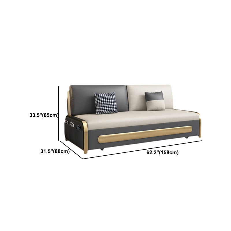 Modern 33.4" H Faux Leather Armless Sofa Bed For Living Room